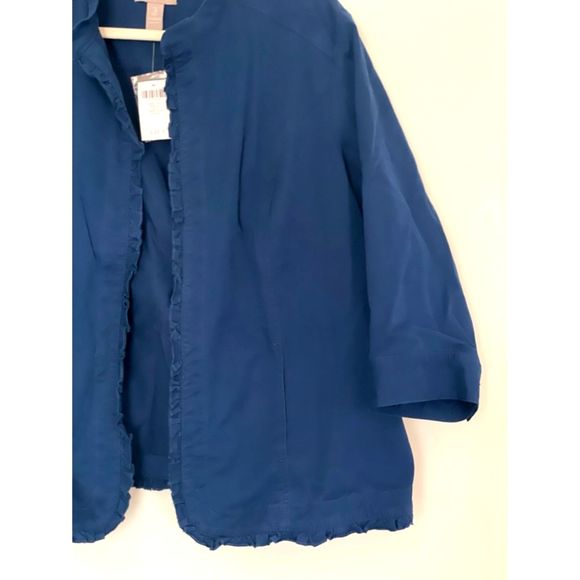 Chico's 3 Navy Open Ruffle Hem Blazer Jacket US XL/16 NEW Timeless Career D92 - Picture 5 of 14